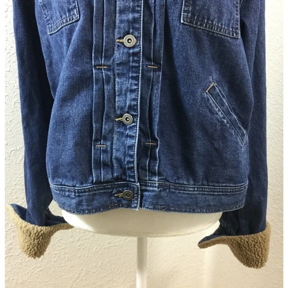 LIZ Claiborne Denim Jeans Jacket Trucker‎ Cotton Blue Sz XL Sherpa Collar Womens